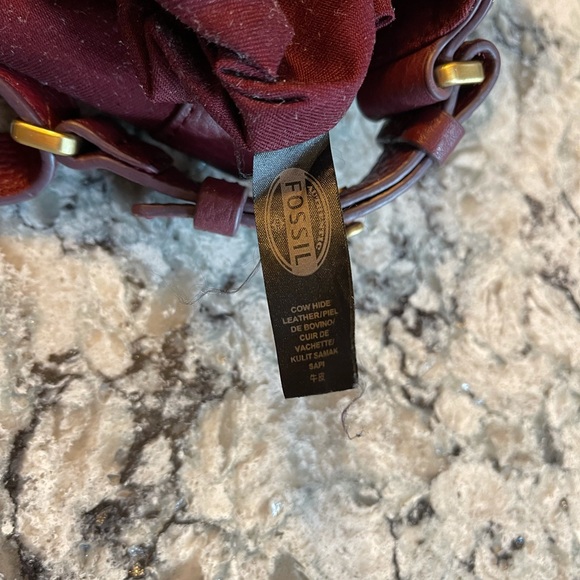 Fossil: Authentic leather wine expandable handbag with multi-compartments - Picture 14 of 14